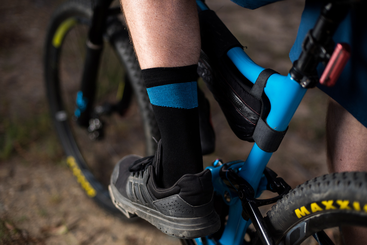 New Bamboo Cycling Sock in Black & Blue